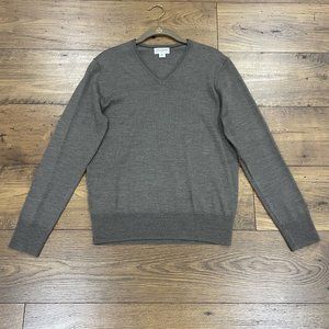 Spier & Mackay Sweater Mens Small S Brown Grey 100% Merino Wool V-Neck Pullover